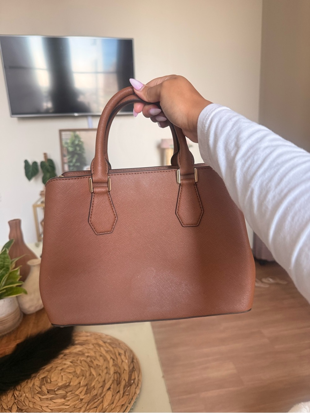 Michael Kors Cognac Saffiano Leather Satchel - Picture 3 of 7